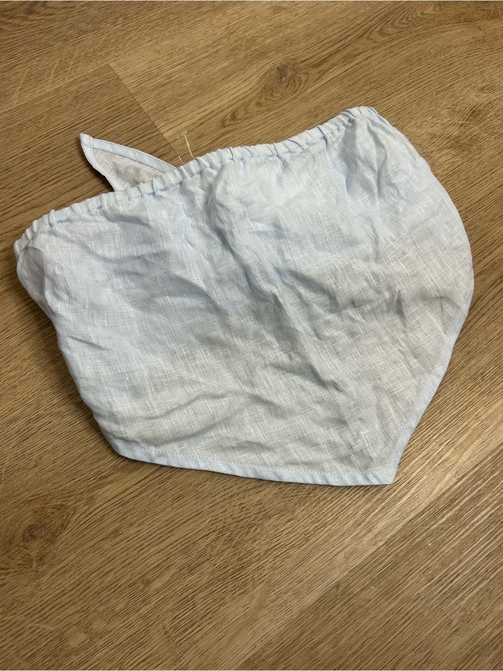 NWT Vitamin A 100% Linen Baby Blue Cropped Tie Back Strapless Top